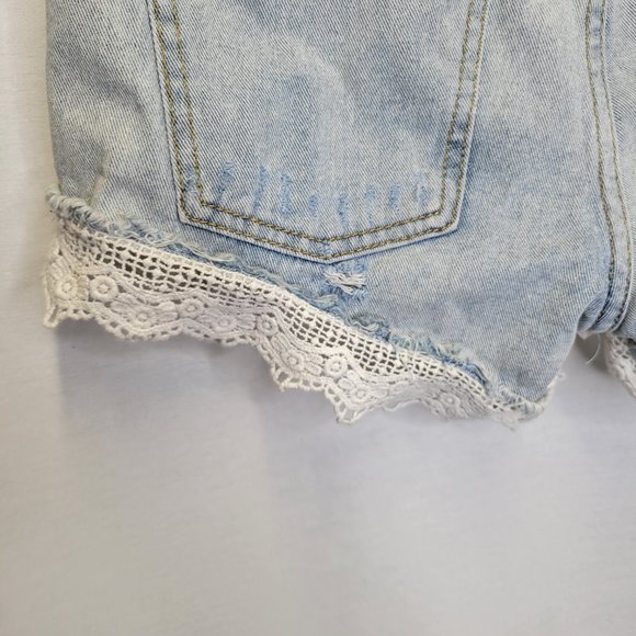 Free People Women's Size 26 Cut Off Jean Shorts Lace Distressed - Picture 3 of 6